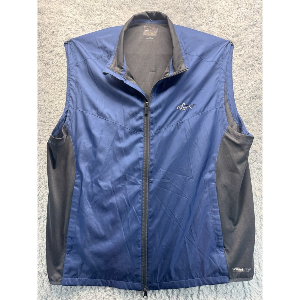 Greg Norman for Tasso Elba Vest Mens Large Full Zip Blue Golf Hydro Tech Perform